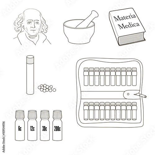 Homeopathy. Set of vector icons.