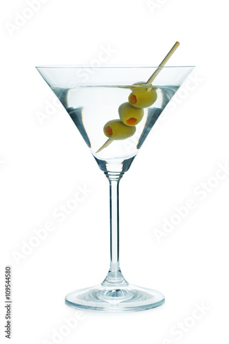 glass with alcohol and olives