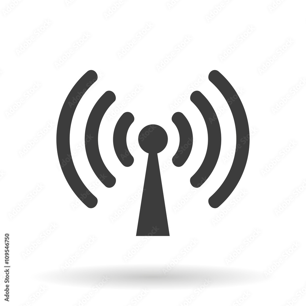 WIFI zone icon with shadow isolated on a white background, vector illustration for web design WIFI zone icon with shadow isolated on a white background, vector illustration for web design