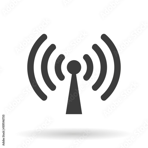 WIFI zone icon with shadow isolated on a white background, vector illustration for web design