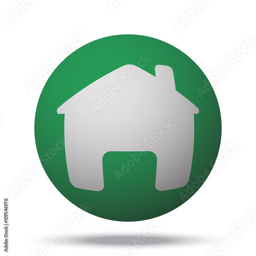 White Home web icon on green sphere ball