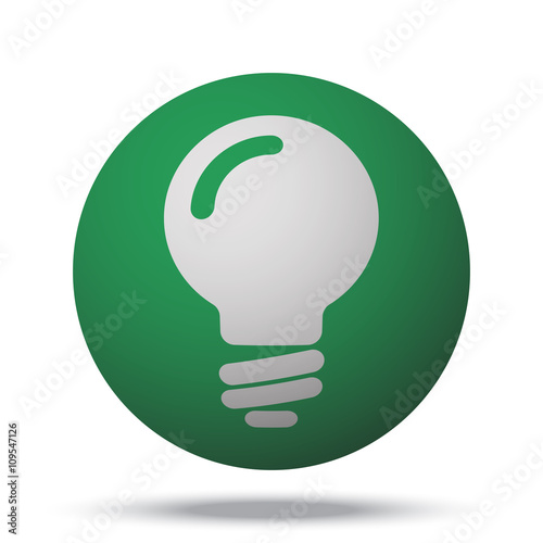 White Light Bulb web icon on green sphere ball