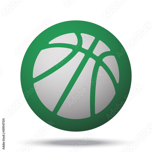 White Basketball web icon on green sphere ball