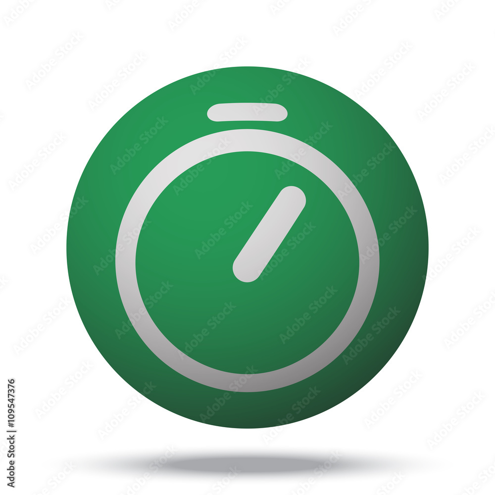 White Timer web icon on green sphere ball White Timer web icon on green sphere ball