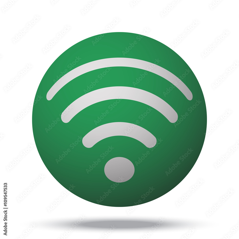 White Wireless web icon on green sphere ball White Wireless web icon on green sphere ball