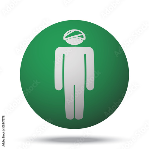 White Head web icon on green sphere ball