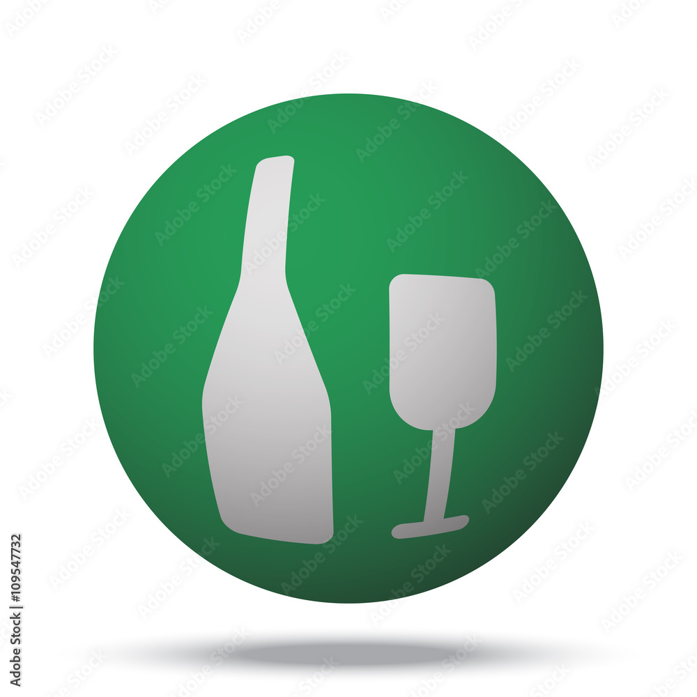 White Wine web icon on green sphere ball White Wine web icon on green sphere ball