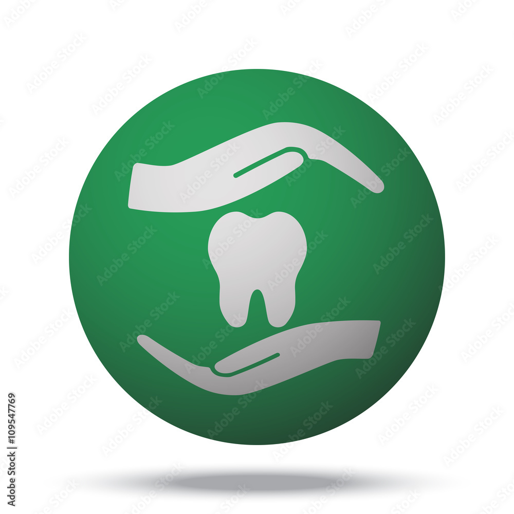 White Dental Care web icon on green sphere ball White Dental Care web icon on green sphere ball