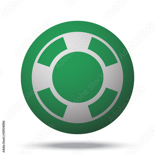 White Life Buoy web icon on green sphere ball