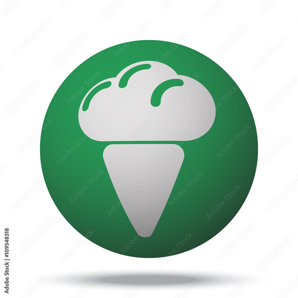 White Ice Cream web icon on green sphere ball White Ice Cream web icon on green sphere ball