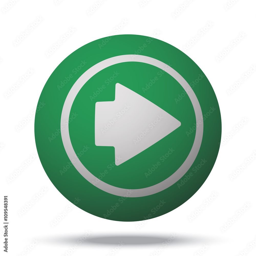 White Arrow Right web icon on green sphere ball White Arrow Right web icon on green sphere ball