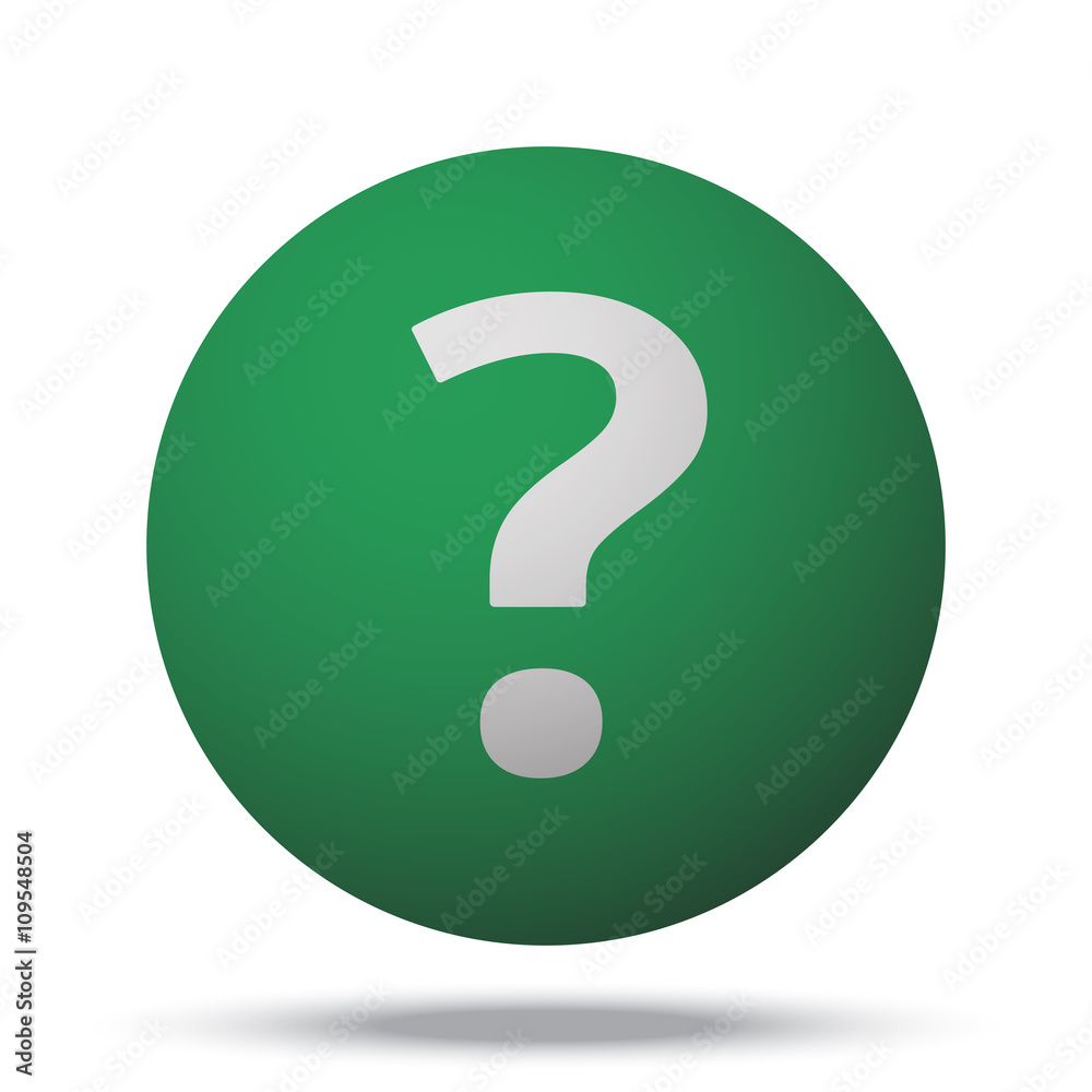 White Question Mark web icon on green sphere ball White Question Mark web icon on green sphere ball