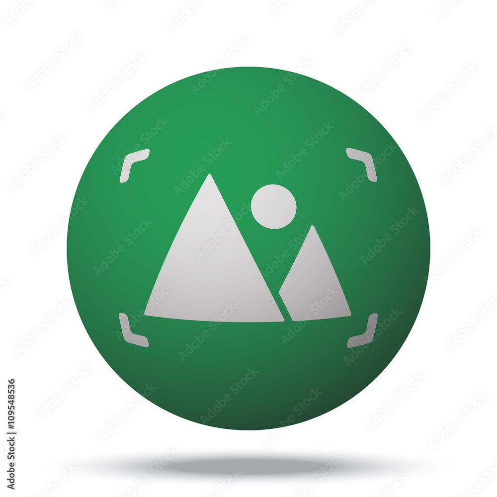 White Picture web icon on green sphere ball White Picture web icon on green sphere ball