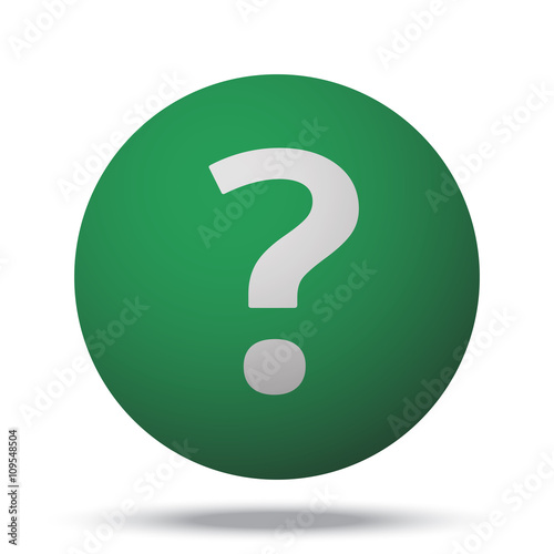 White Question Mark web icon on green sphere ball