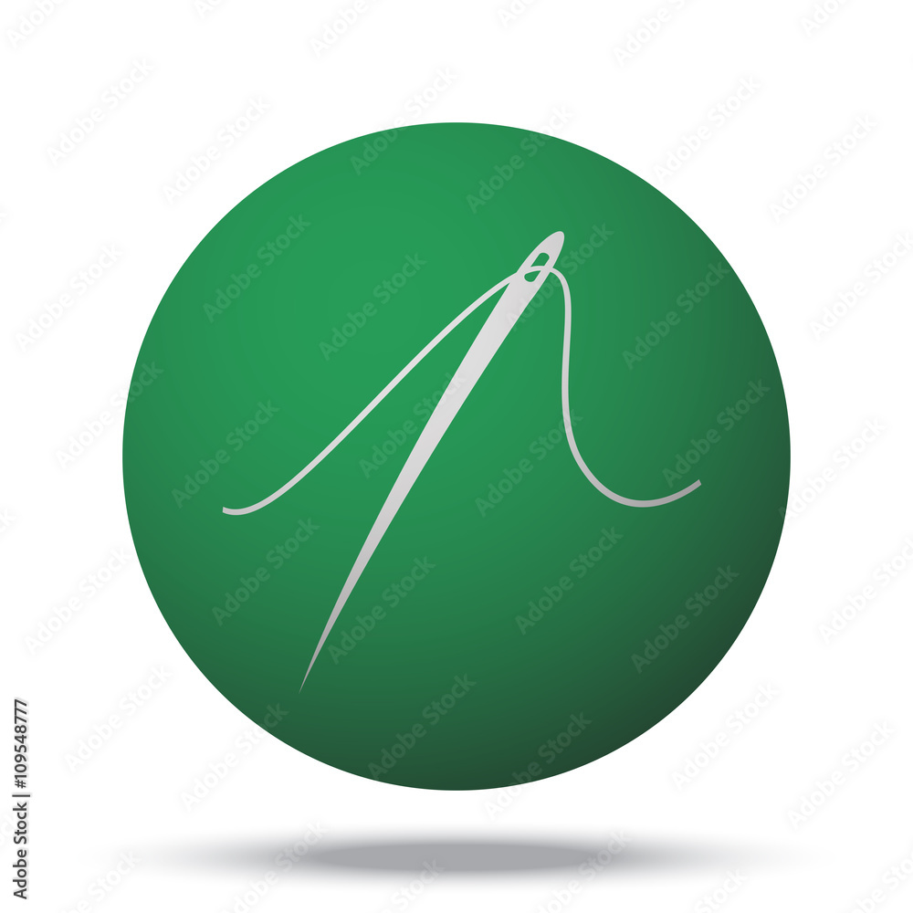 White Needle web icon on green sphere ball