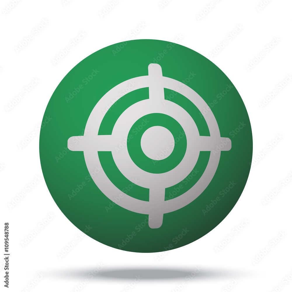 White Target web icon on green sphere ball White Target web icon on green sphere ball