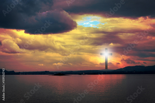 The Cross of Jesus Christ and beautiful clouds