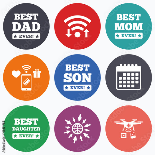 Best mom and dad, son, daughter icons.