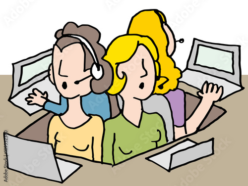 people in a call center crowded workplace