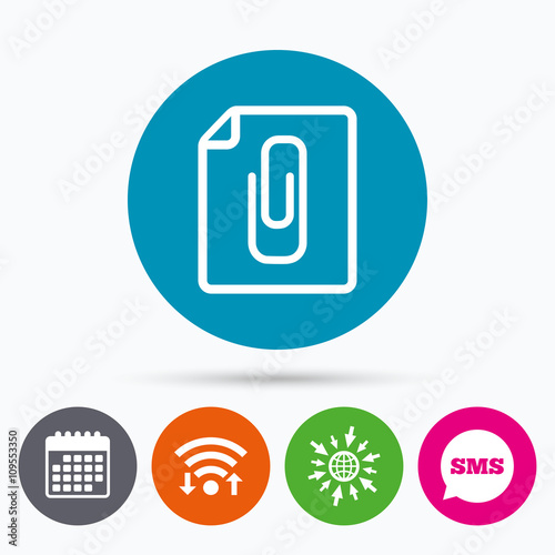 File annex icon. Paper clip symbol.