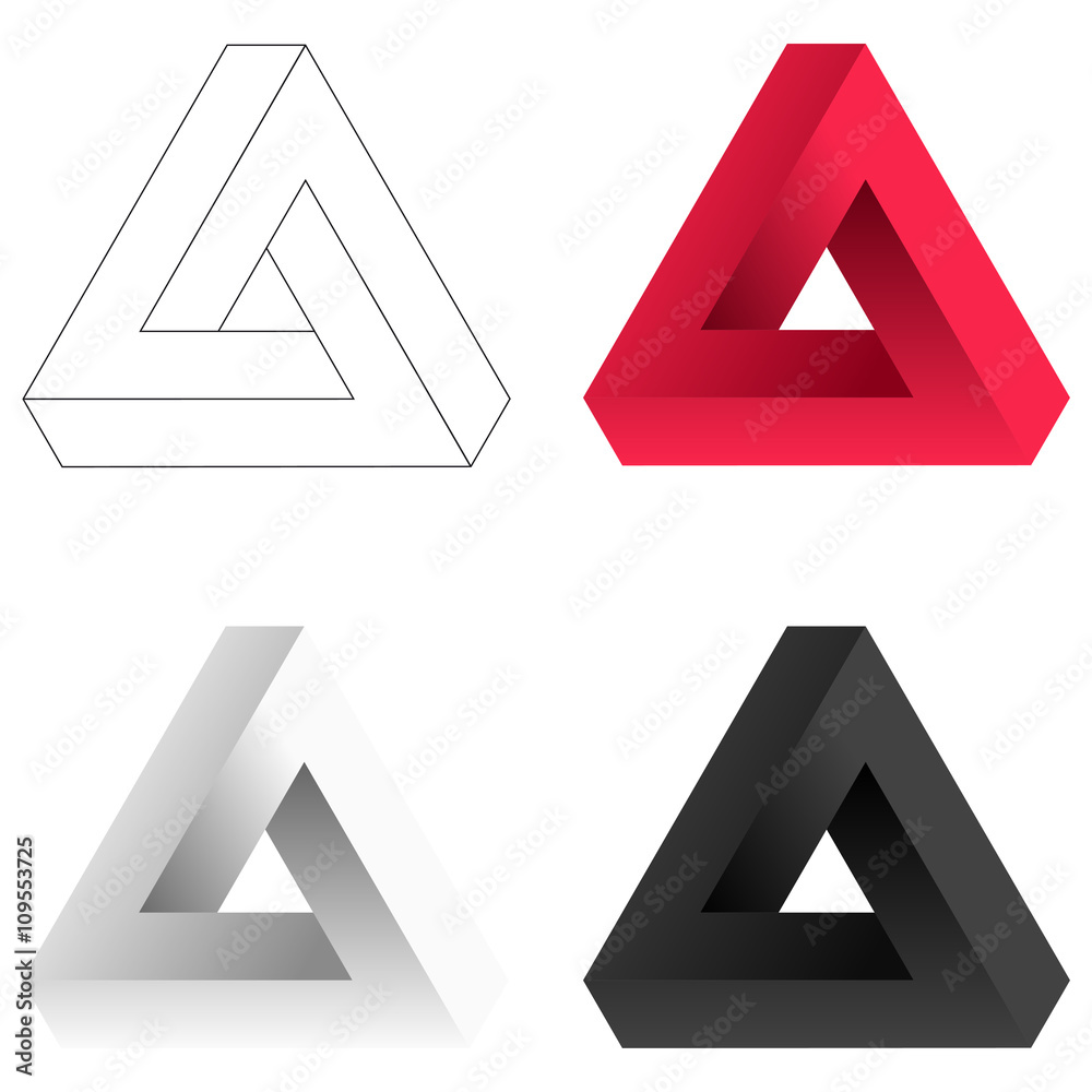 Abstract impossible triangle set. Vector Illustrstion - obrazy, fototapety, plakaty 