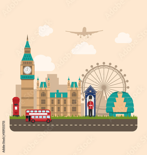 Photography Design Poster for Travel of England. Urban Background