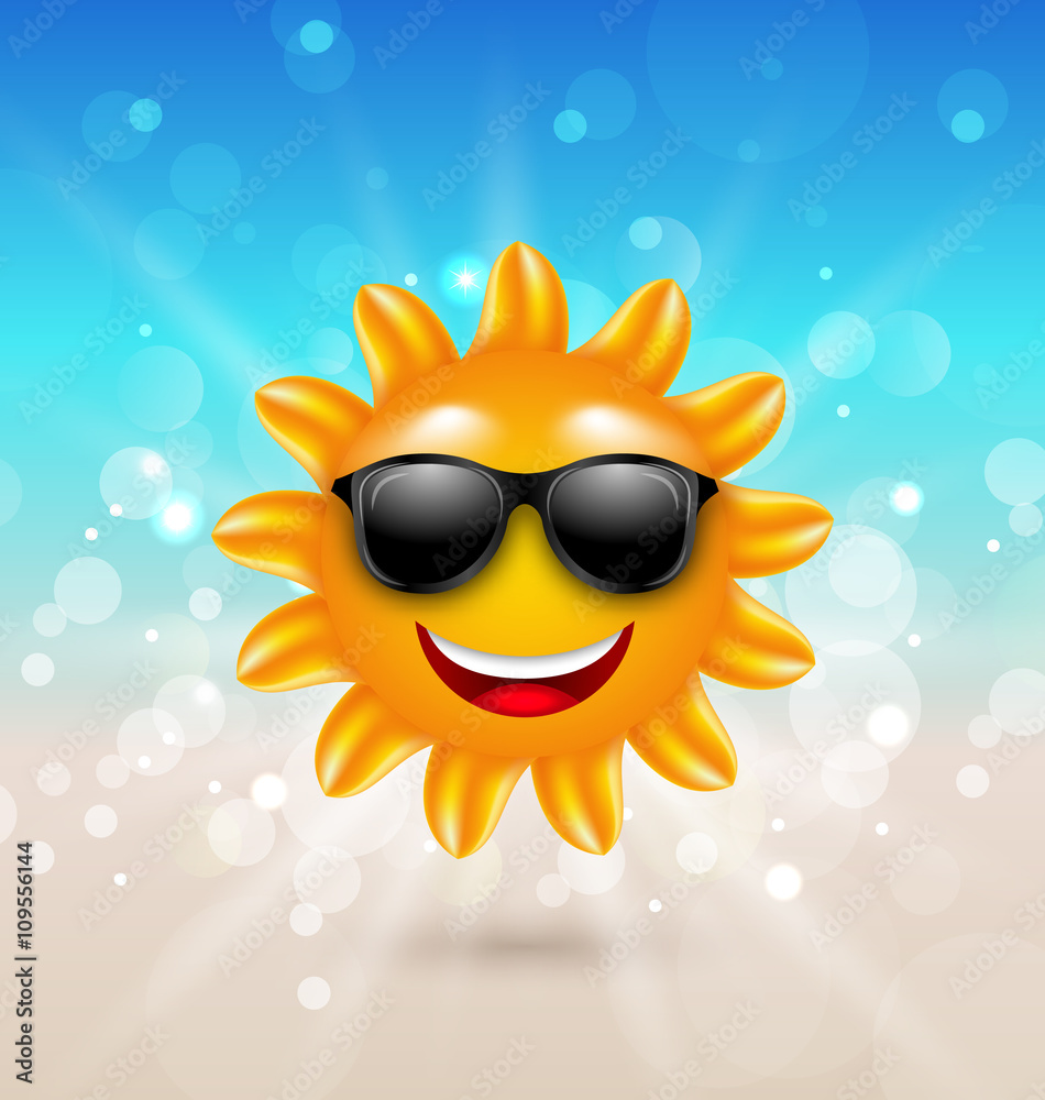 Abstract Hello Summer Background with Cheerful Summer Sun in Sun Abstract Hello Summer Background with Cheerful Summer Sun in Sun
