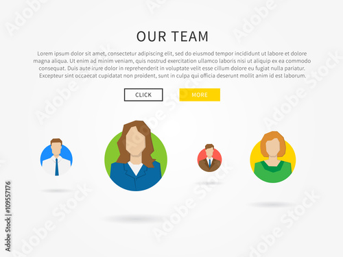 Our team webpage with colorful avatars template vector illustration. Company's team webpage template creative concept.
