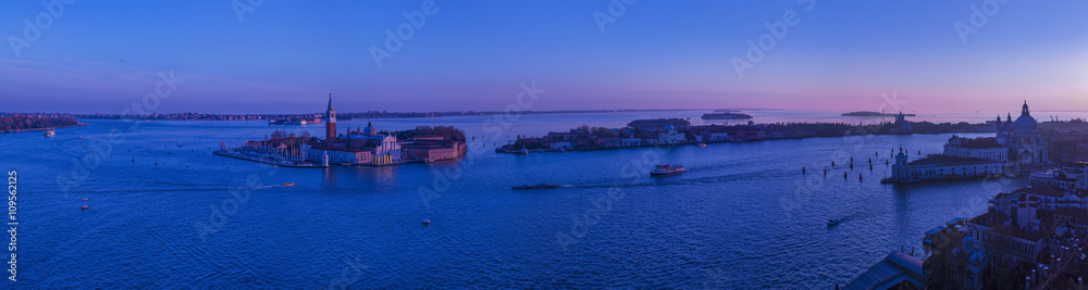 Panoramic view of an island in Venetian Lagoon at sunset, Italy Panoramic view of an island in Venetian Lagoon at sunset, Italy