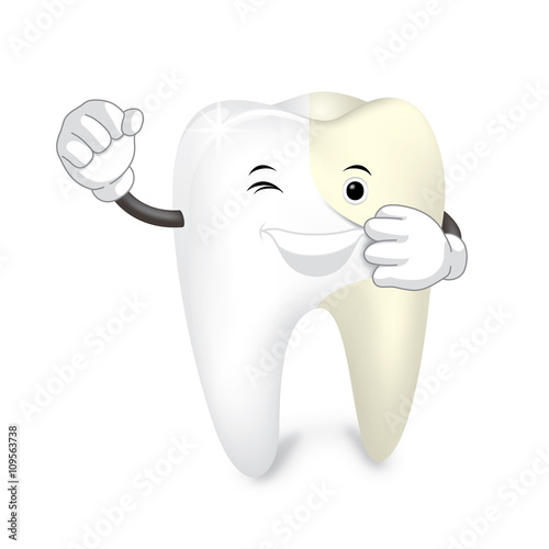 White tooth. A tooth isolated on white background. Whitening concept