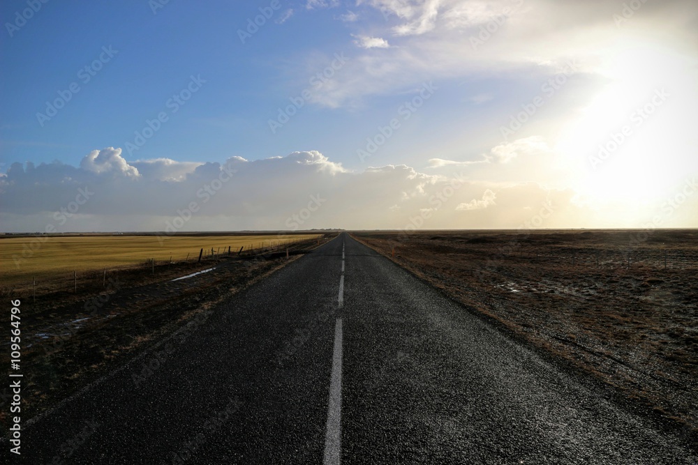 Fototapeta premium road in the icelandic flatlands