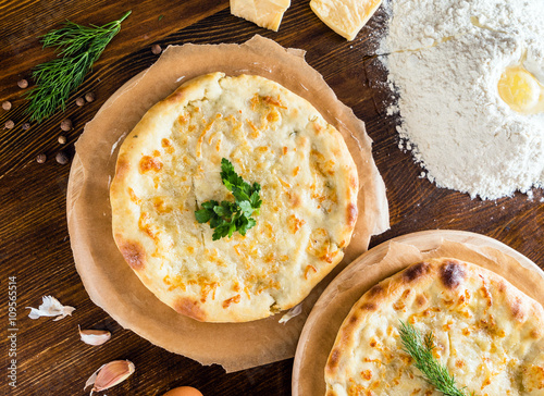 Ossetian pie with homemade cheese photo