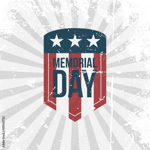 Memorial Day vector partiotic retro Label photo