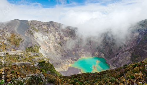 Panorama Volcano Irazu with emerald lake in the crater. Central America. Costa Rica photo