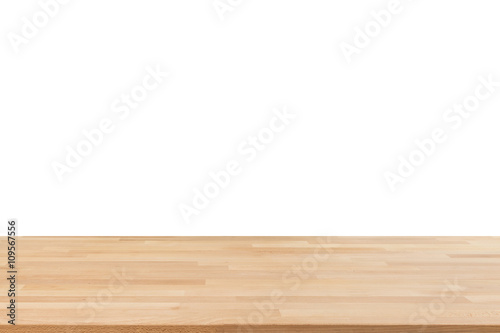 wooden counter on white background