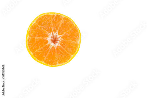 Tangerine slice isolated on white.