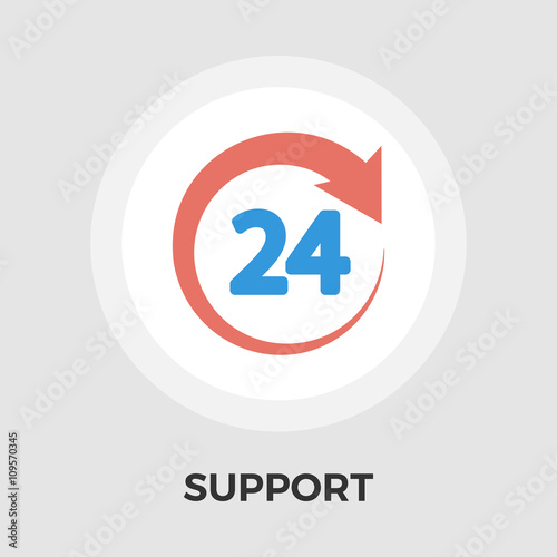 Support 24 hours flat icon