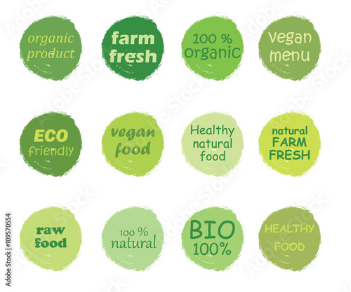 Vector set of healthy organic food labels