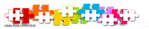 Puzzle Banner Band Reihe Bunt Verbindung Regenbogen