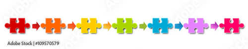 Puzzle Banner Band Reihe Bunt Verbindung Regenbogen