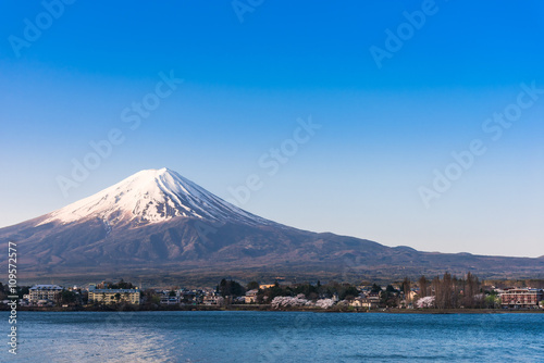 河口湖から眺める富士山