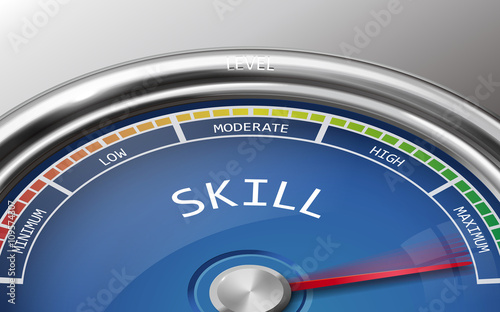 skill conceptual 3d illustration meter indicator