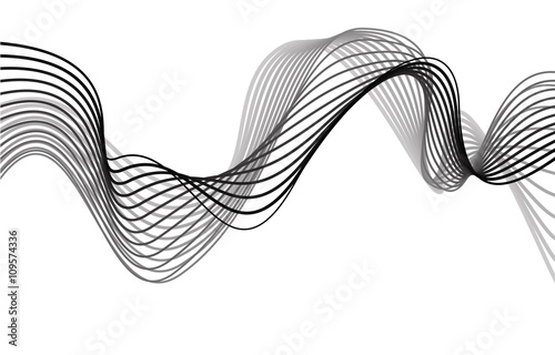 Abstract grey wave isolated on white background. illustration fo