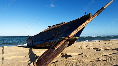 Blue wooden boat