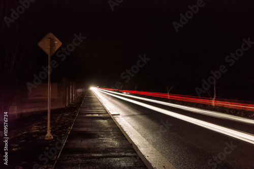 Dark road at night