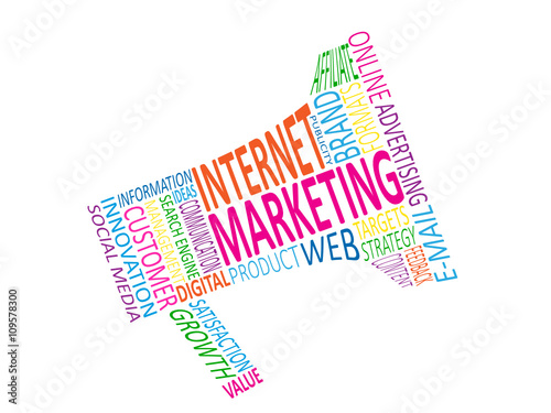INTERNET MARKETING Vector Tag Cloud with Loudspeaker Icon