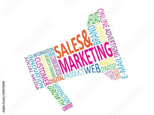 SALES & MARKETING Vector Tag Cloud with Loudspeaker Icon