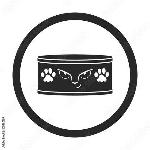 Pet cat food can sign simple icon on background