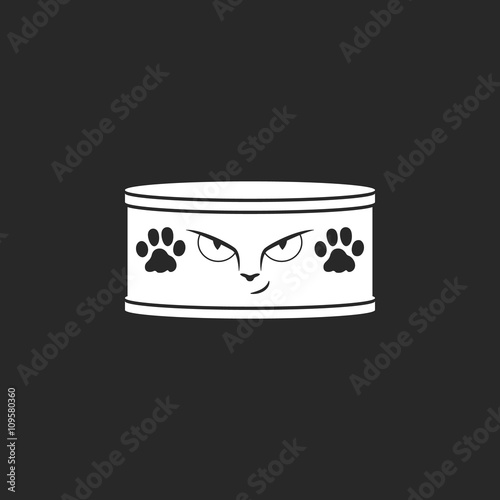Pet cat food can sign simple icon on background