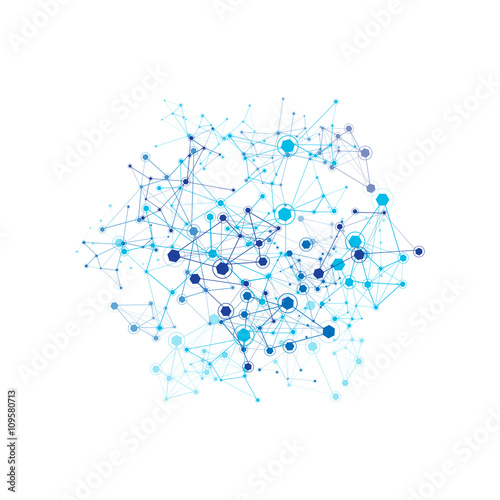 Global Network On White Background - Vector Illustration, Graphic Design. Point And Curve Constructed The Sphere